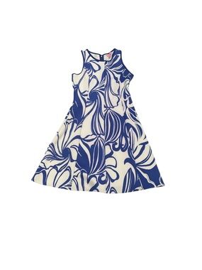 Lilly Pulitzer Blue, Light Pink/White Abstract Fit Flare Dress Size M